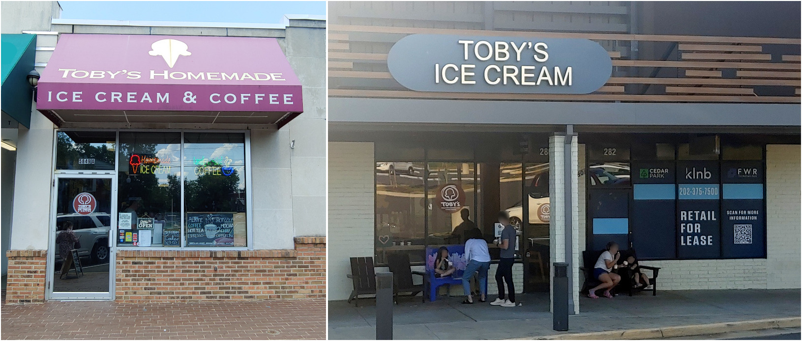 Outside view of Toby's original location and the Vienna locationa