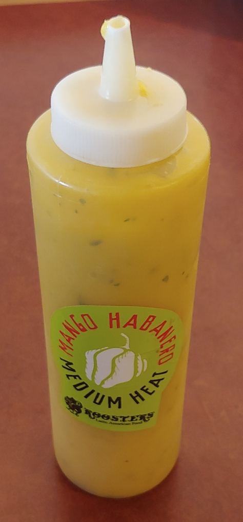 Bottle of Mango Habanero hot sauce
