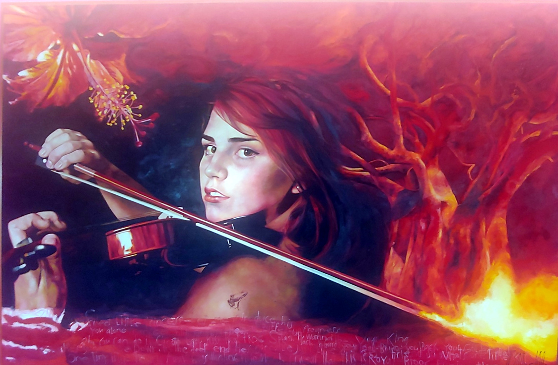 One of the paintings on the wall