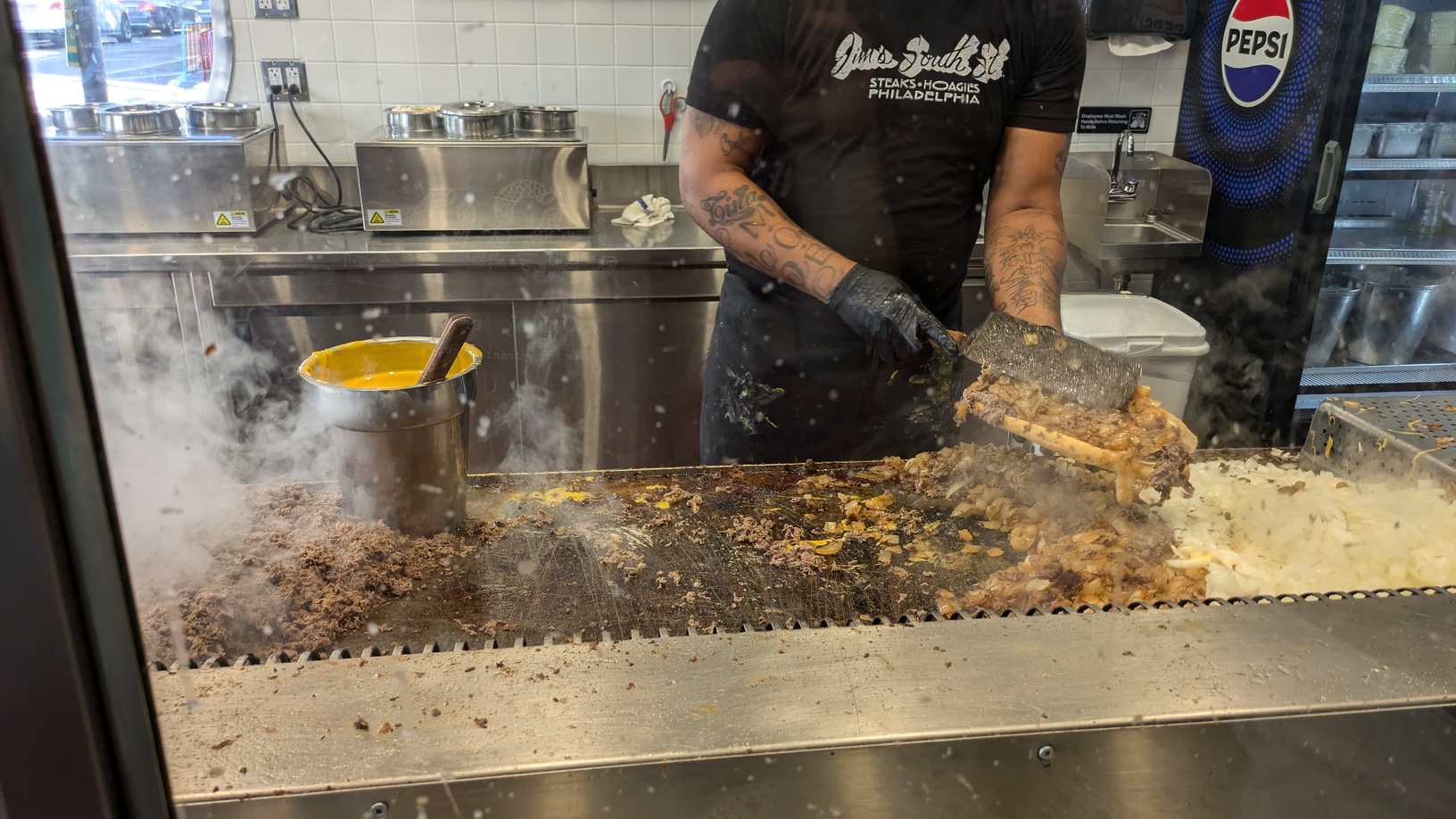 Sandwich making at the grill