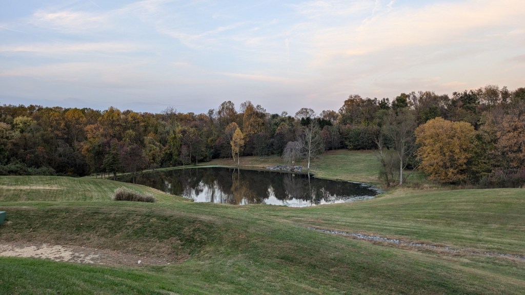 The grounds, including a lake.