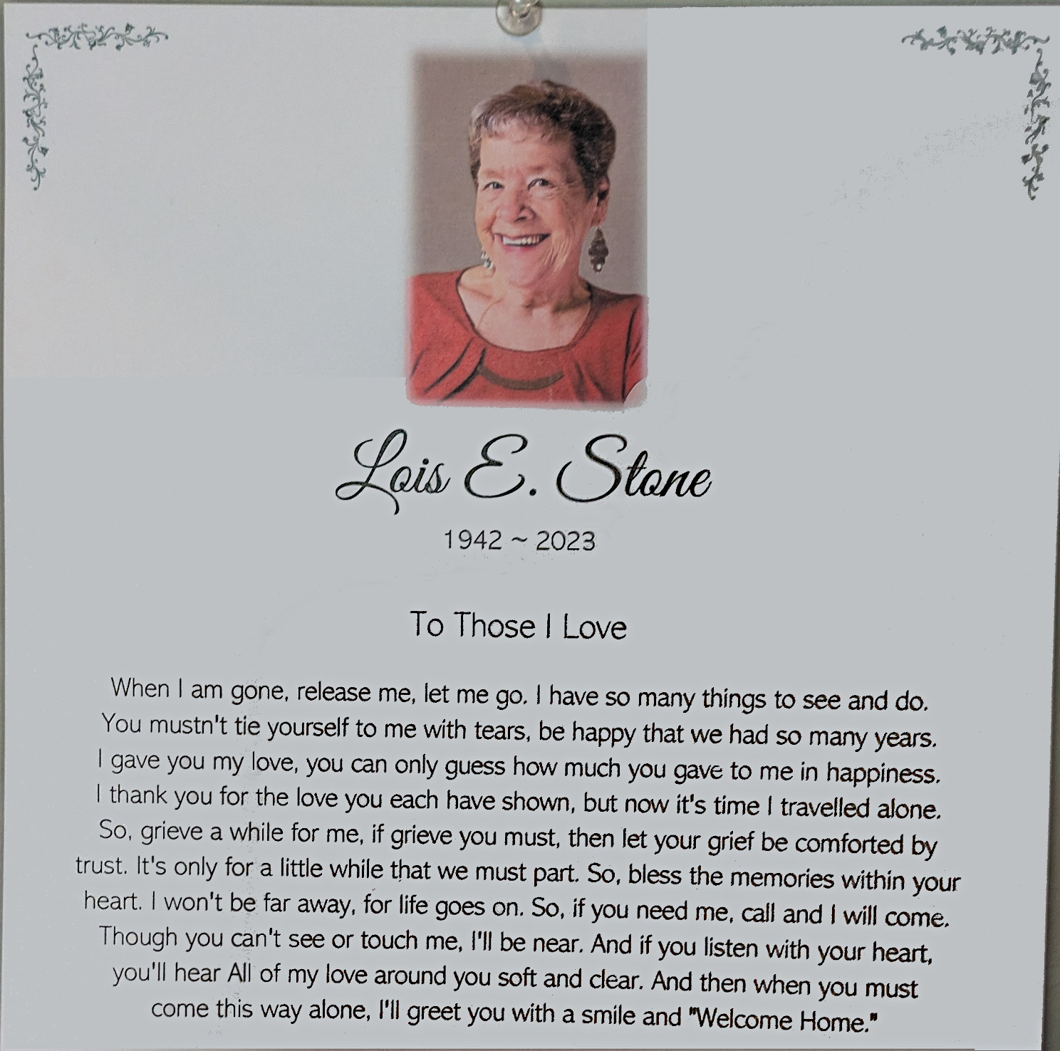 Lois' farewell message